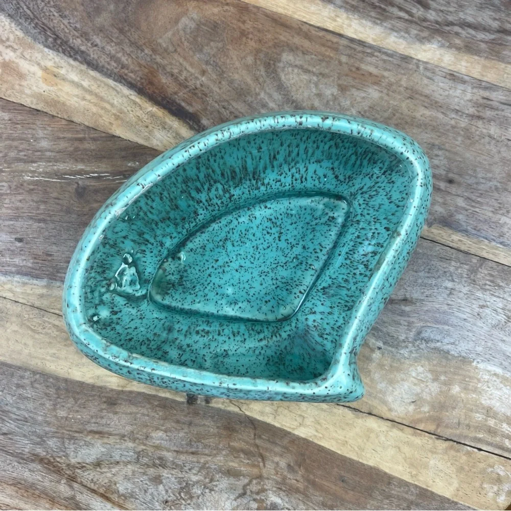 Vintage l 60s MCM Glazed Flower Succulent Triangular Corner Mini Footed Planter